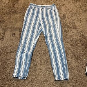 American Eagle blue and white stripped jeans